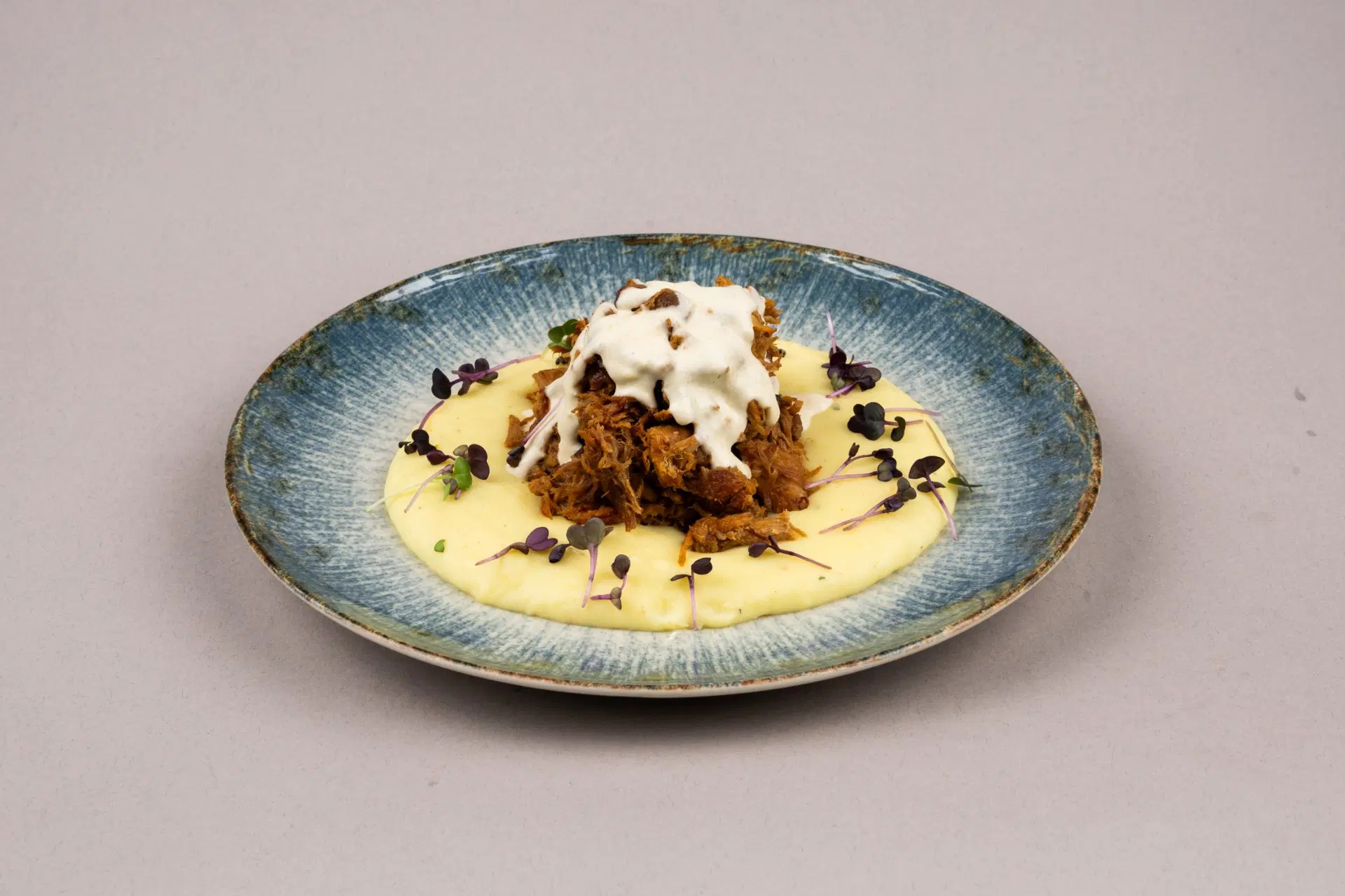 Pulled pork shoulder with horseradish sauce and mash from the Sweet & Salty à la carte menu